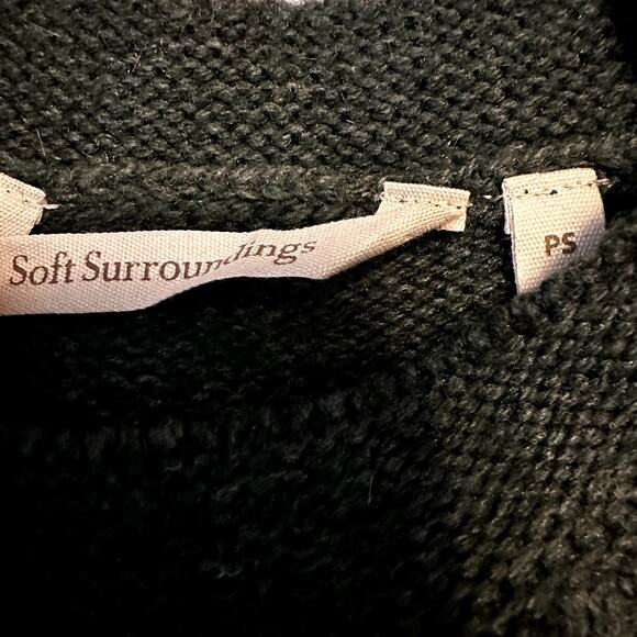 Soft Surroundings Sydney Sweater Cable Knit Long Sleeve Crew Neck Green Petite S - Picture 3 of 5